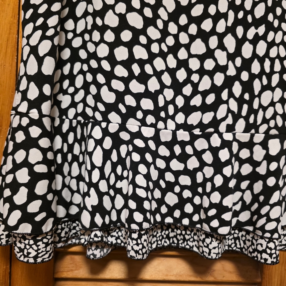 White House Black Market Black With White Polka Dots Skirt Ruffle Hem Women's M - Picture 4 of 11